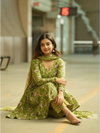Parrot Colour Rayon Printed Kurti With Pant Dupatta Wholesalers In Delhi Aaradhna 2058